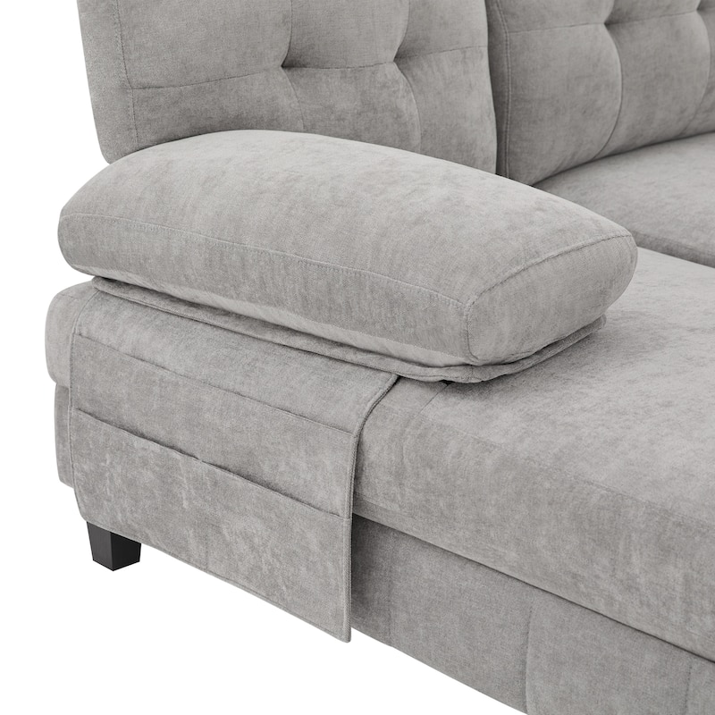 U-Shaped Chenille Sectional Sofa with Dual Chaises, Storage Pockets & Tufted Back by Harper&Bright Designs