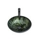 preview thumbnail 18 of 28, Artistic Tempered Glass Vessel Bathroom Sink with Faucet and Pop-up Drain
