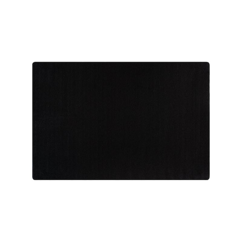 Beverly Rug Solid Color Non-Slip Rubber Back Washable Indoor Area Rug - 2X3 - Black