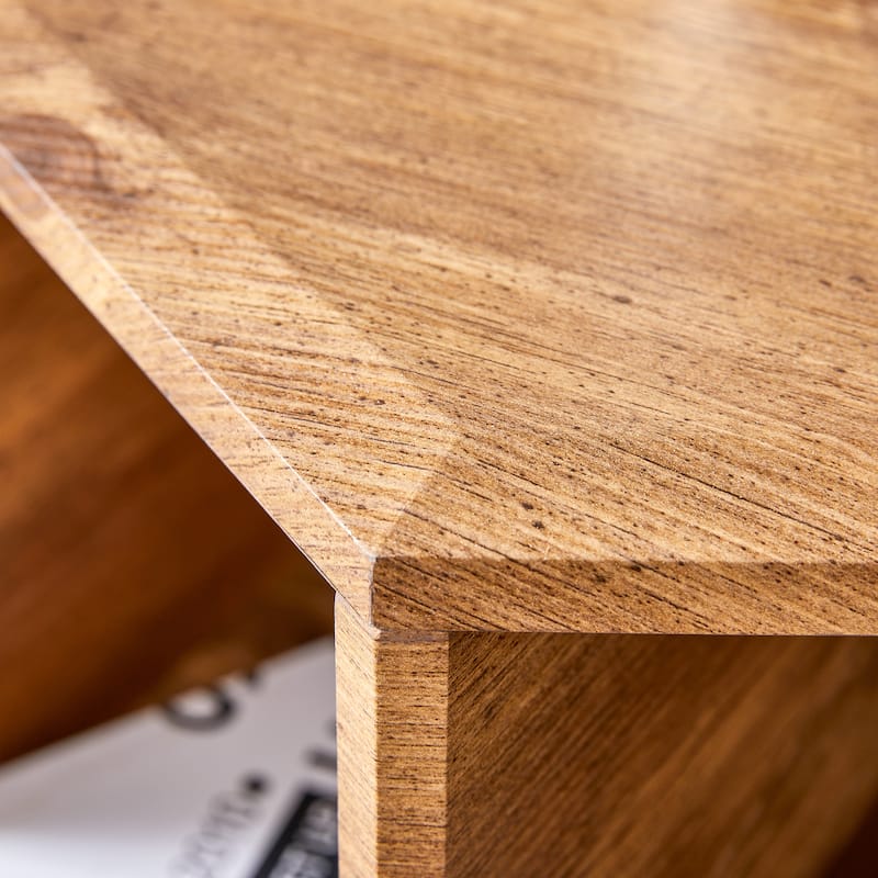 Hexagonal Coffee Table with Open Storage Space Multifunctional Wooden Side Table Small Apartment Center Table