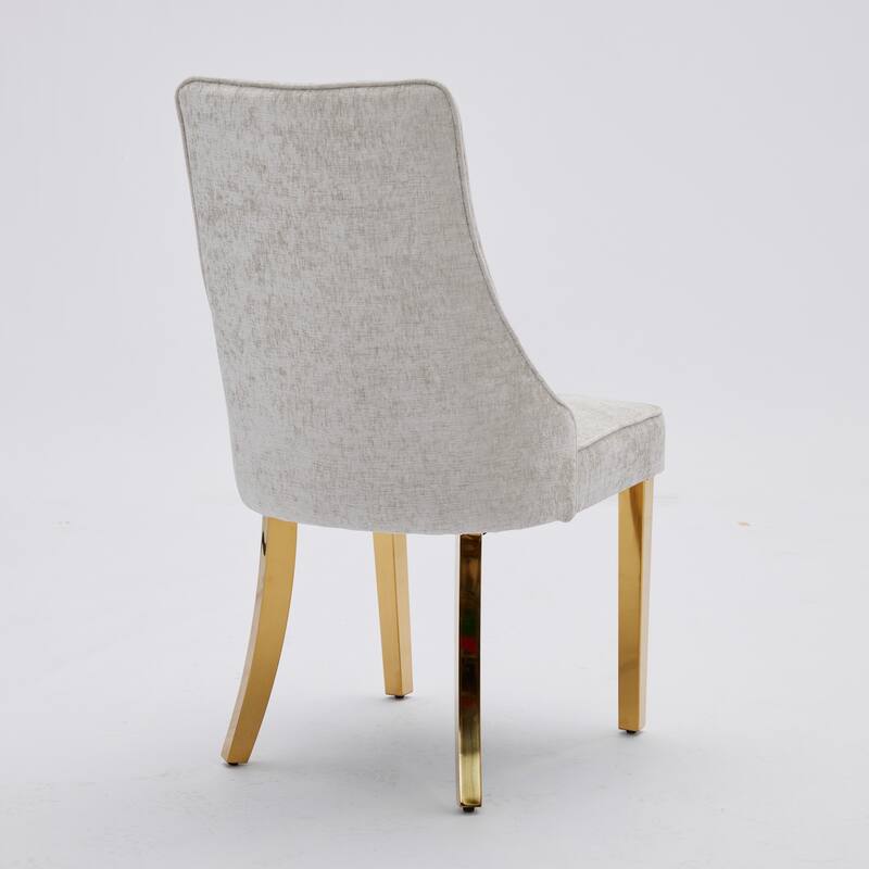 Rayon Cloth Flocking Chenille Chairs Channel Chair Fabric Upholstered Chair with Stainless Steel Plating Legs,Set of 2