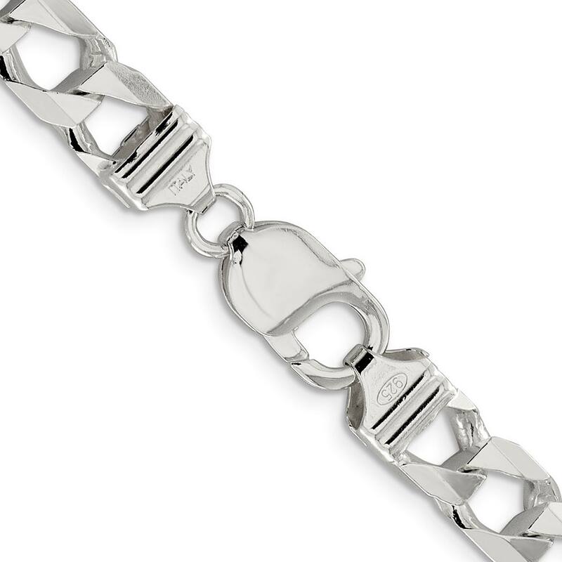 Curata 925 Sterling Silver 6.75mm Polished Open Curb Chain Necklace
