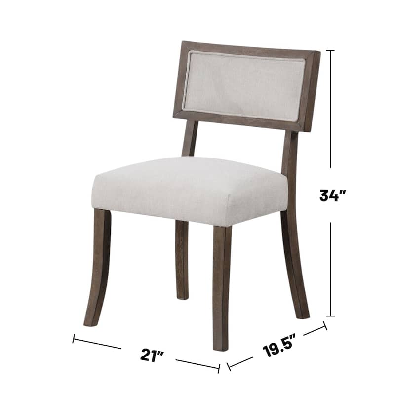 Set of 2 Upholstered Dining Chairs in Dark Walnut and Light Gray