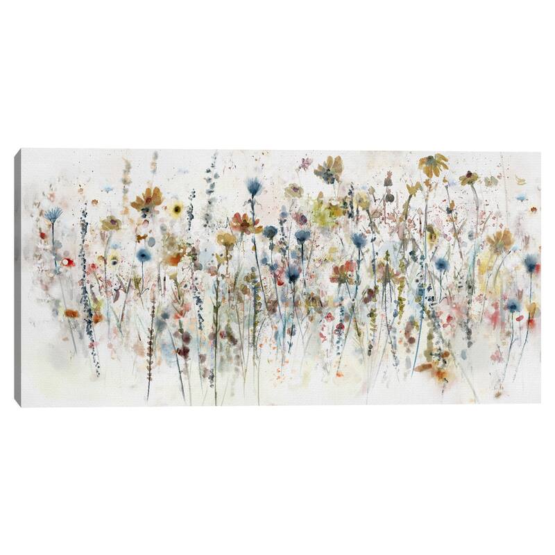 Watercolor Wildflowers by Studio Arts Canvas Art Print - Orange
