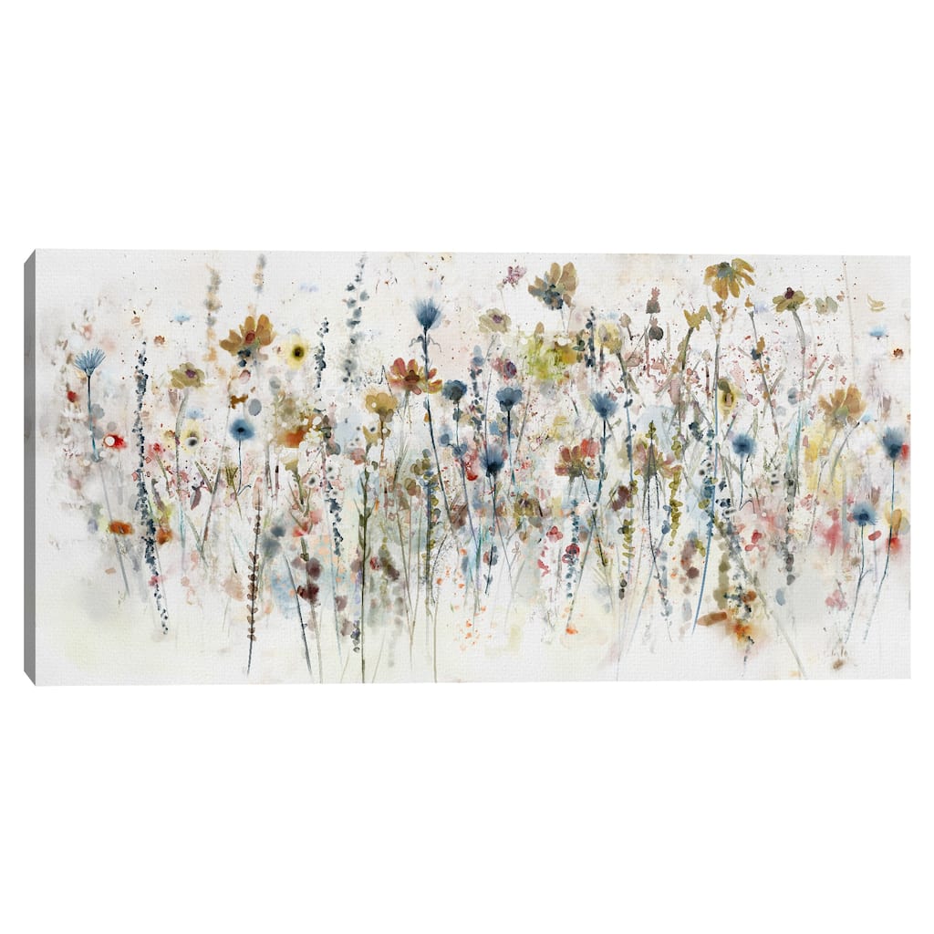 Watercolor Wildflowers by Studio Arts Canvas Art Print - Orange