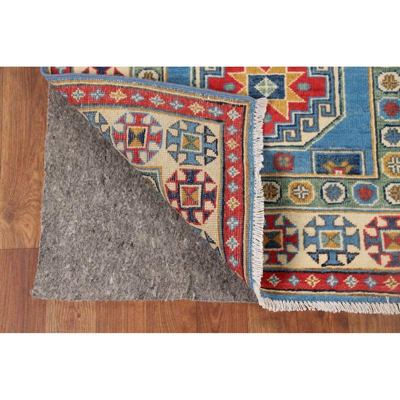 Blue Kazak Runner Rug Hand-Knotted Wool Carpet - 2'9" x 9'3"