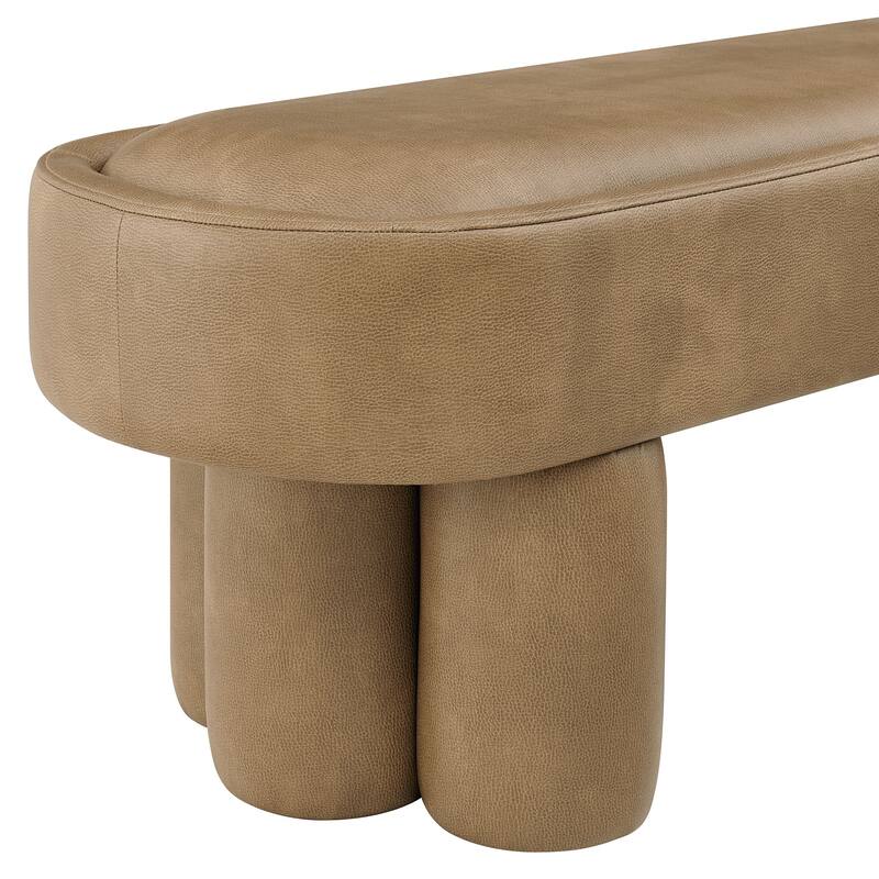 Mossi 52-Inch Oval Vegan Leather Bench