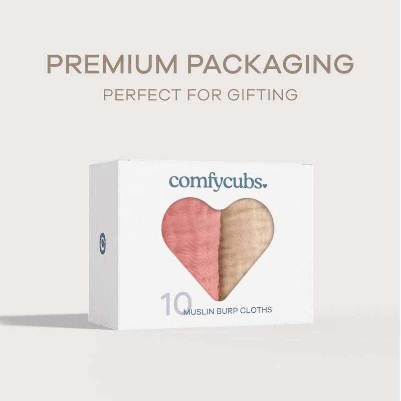 Muslin Burp Cloths Large 100% Cotton by Comfy Cubs