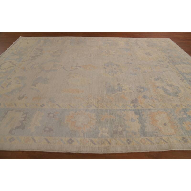 Vegetable Dye Oushak Oriental Area Rug Handmade Wool Carpet - 9'3"x 11'10"
