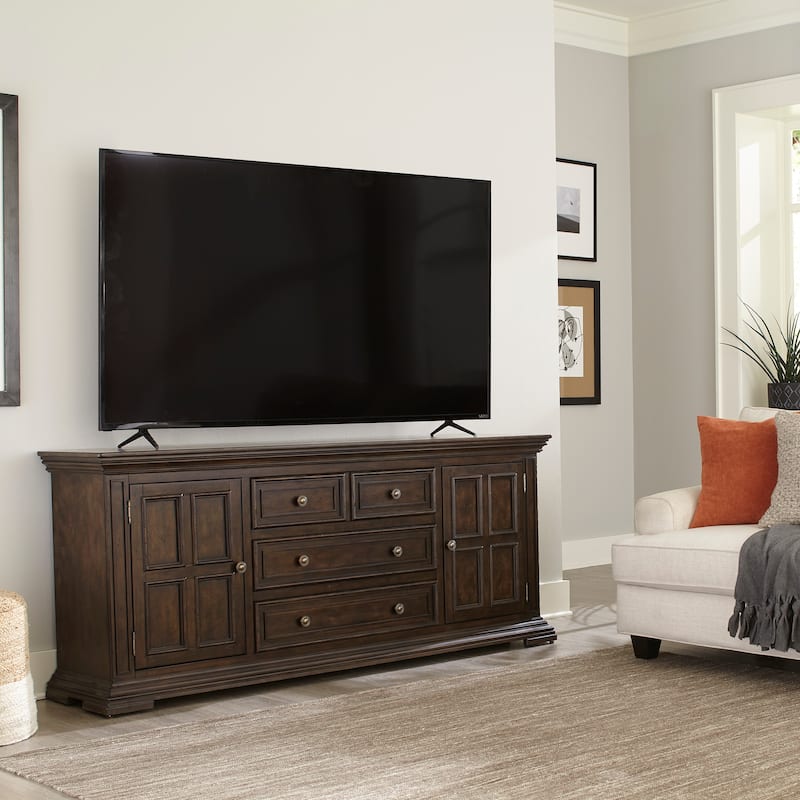 Big Valley Distressed 76 Inch TV Console - Brownstone