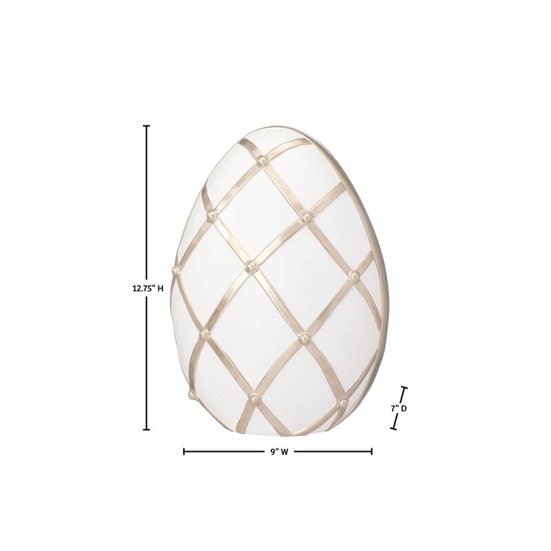 12.75" Resin Lattice White Chocolate Egg
