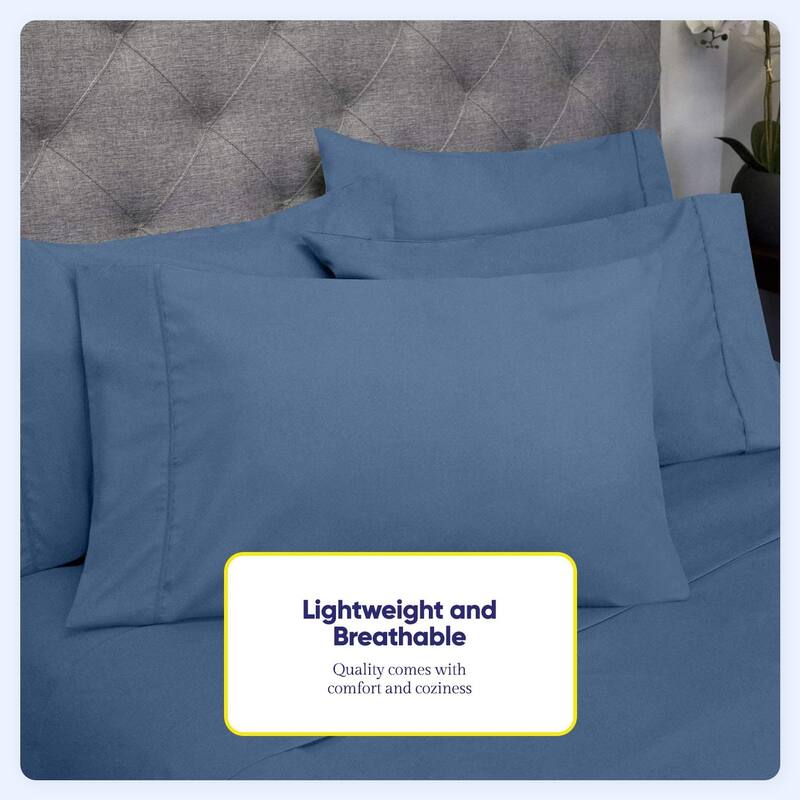 Soft Brushed Microfiber 7-piece Split King Sheet Set - 4 Pillowcases