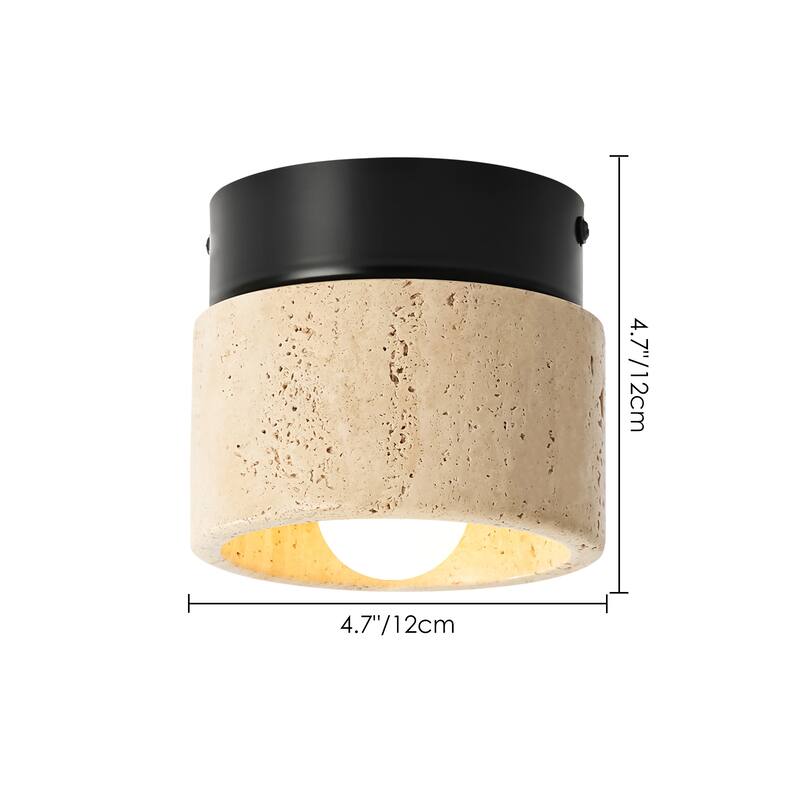 4.7" W 1-Light Mid-Century Modern Yellow Cave Stone Cylinder Flush Mount Ceiling Light/Wall Lights