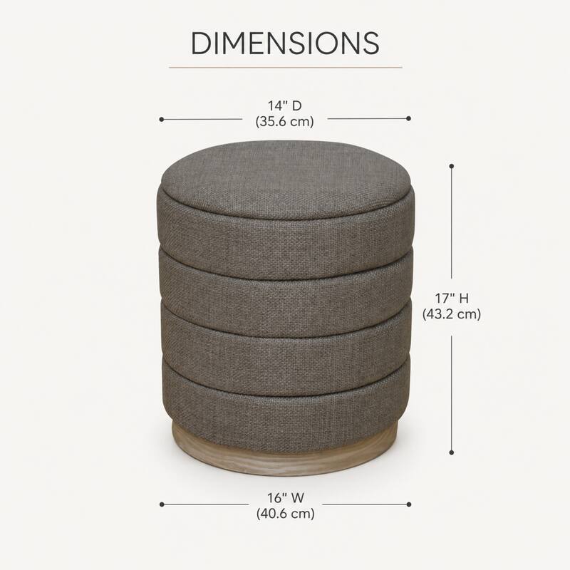 Aria Home Modern Cylinder Ottoman with Hidden Storage Upholstery Seat