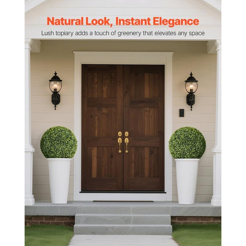 Green PE Artificial Topiary Tree 23-inch with Realistic Foliage and Weather-Resistant Design - 23 x 23 x 23 in