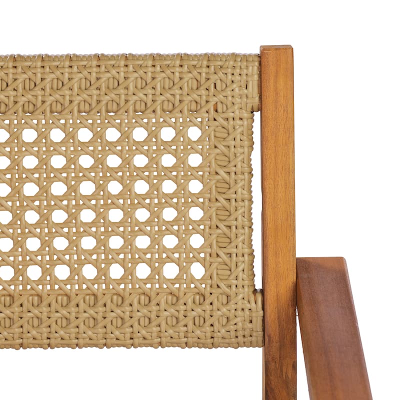 Christopher Knight Home - Modern Outdoor & Indoor Acacia Wood Dining Chairs Set with Wicker Backrest and Armrests