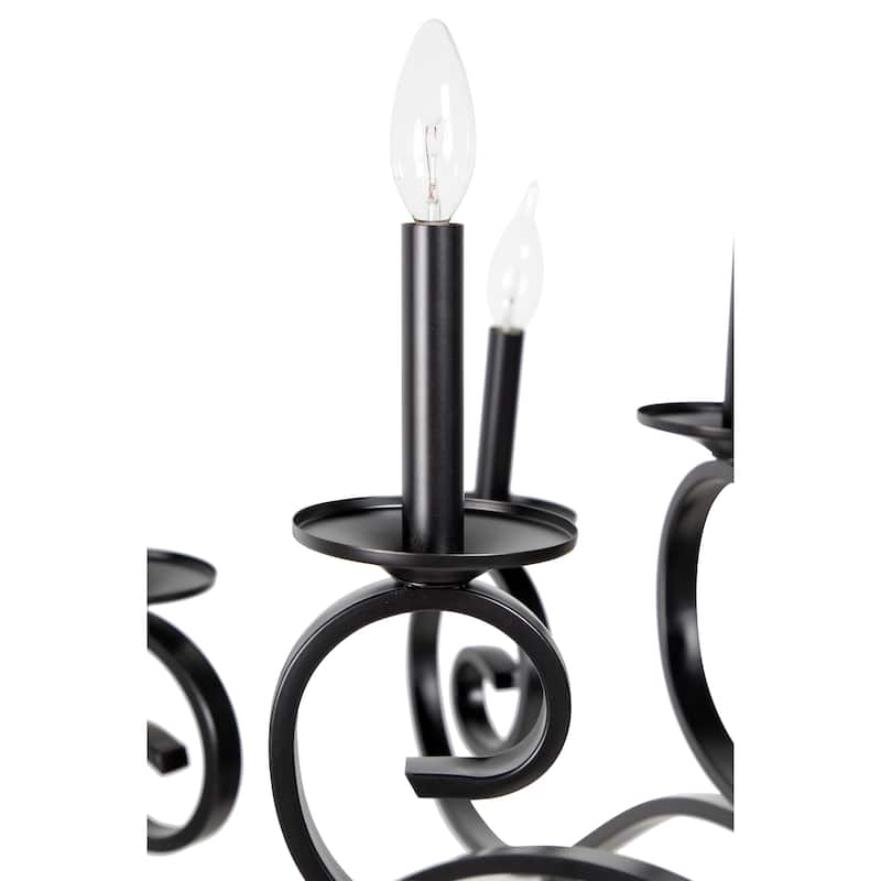 Metal Antique Style Holding 12 or 18 Light Chandelier with Scrolls - Black - Roche River Decor