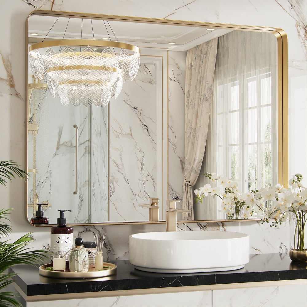 Contemporary Rounded Rectangle Metal Frame Wall Mirror