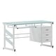 preview thumbnail 1 of 10, White Computer Desk with Frosted Glass Top and Three Drawer Pedestal Frosted/White