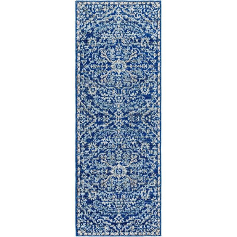 Livabliss Harput Updated Traditional Medallion Area Rug - Navy - 2' 7" x 7' 3"