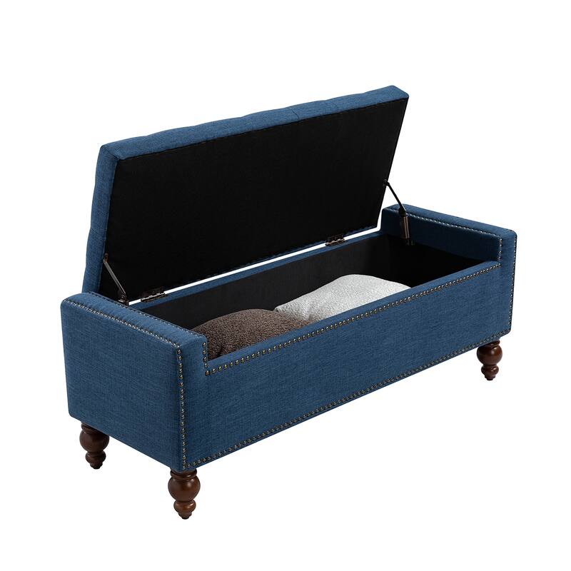 Felix Classic Button-Tufted Storage Bench With Nailhead Trims By HULALA HOME