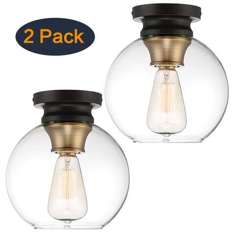 1-Light 8" Simple Globe Semi Flush Mount Set of 2