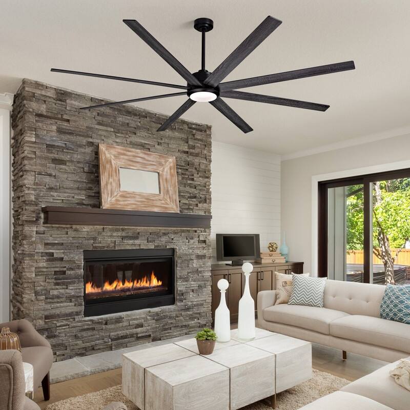 84" Ceiling Fan with Light Black Indoor/Outdoor Ceiling Fan for Living Room Large Dimmable Ceiling Fan with Remote APP Control