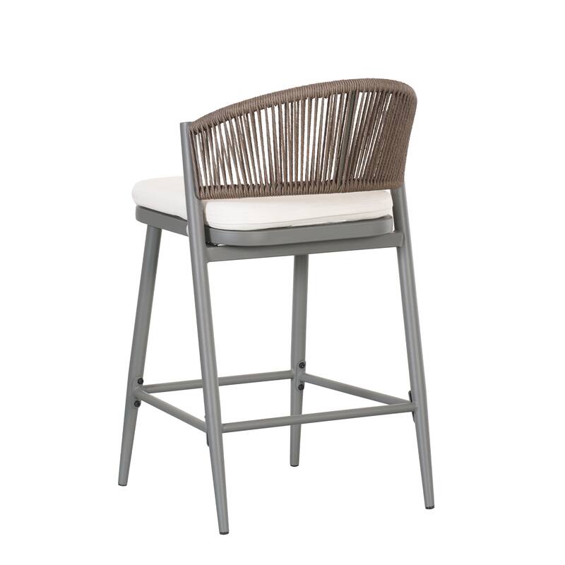 Christopher Knight Home - Beverly Outdoor Counter Stools with Scallop Backrest (Set of 4) - Iron
