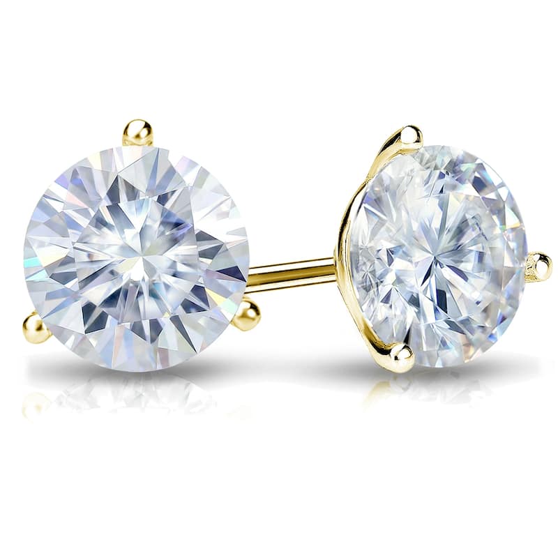 Auriya 4ctw Round Moissanite Stud Earrings 18k Gold Martini-set - 8.2 mm