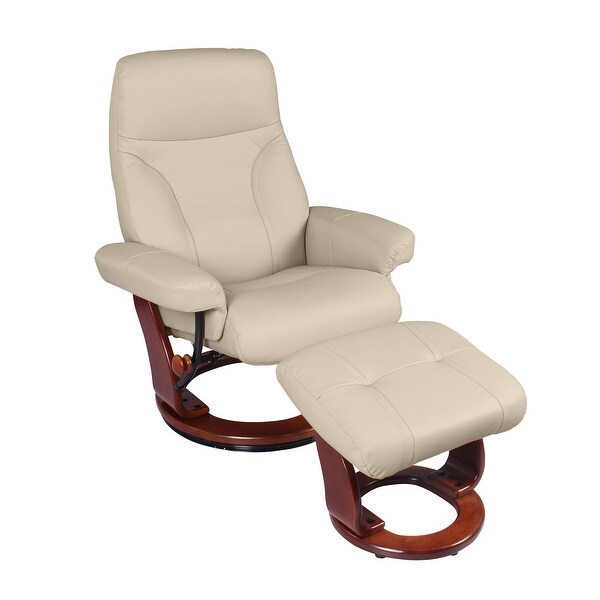 Leather recliner with ottoman hot sale sale