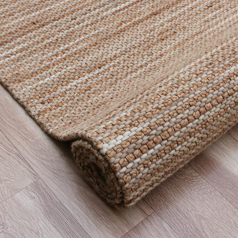 Sevita Stripe Natural Jute and Wool Blend Indoor Area Rug