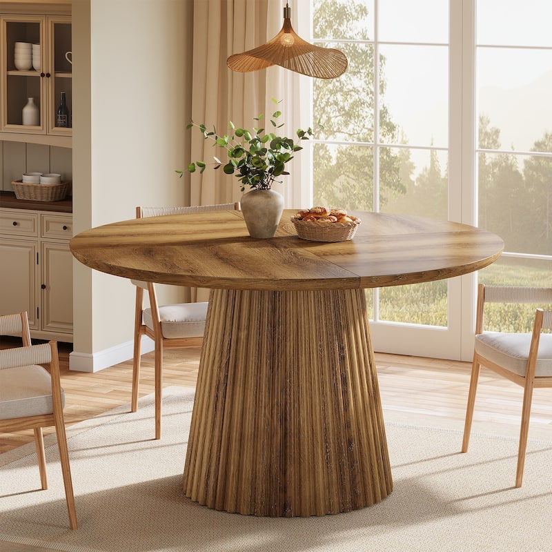 Wood Dining Table, Round Kitchen Table, Living Room Bistro Dinner Accent Table