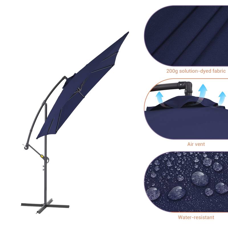 LIVOOSUN 8.2x8.2ft Offset Patio Umbrella Hanging Umbrella w/Steel Ribs