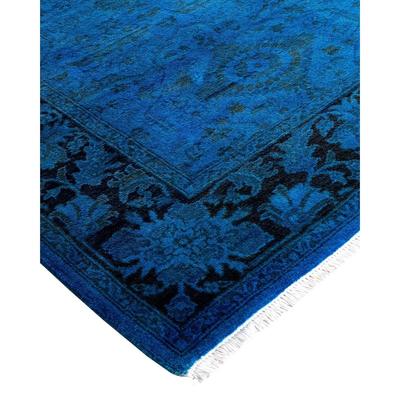 Vibrance One-of-a-Kind Hand-Knotted Runner Rug - Blue, 3' 2" x 11' 10" - 3' 2" x 11' 10"