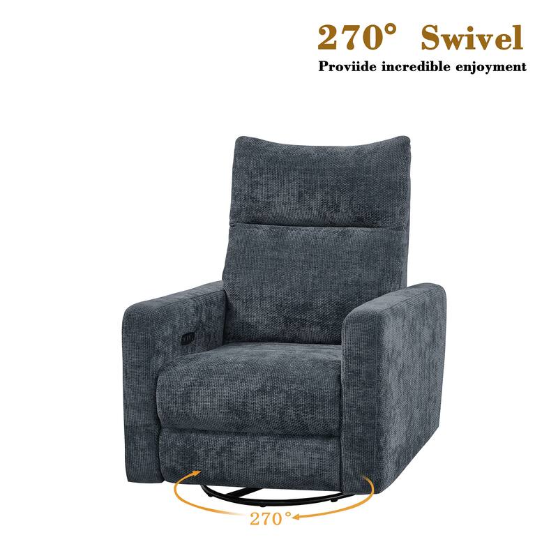Olmas 33.5"W Power Swivel Glider Recliner with USB Charger
