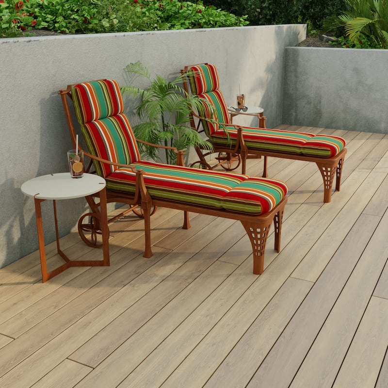 74" x 22" Outdoor Chaise Lounge Cushion with Ties and Loop - 74'' L x 22'' W x 5'' H