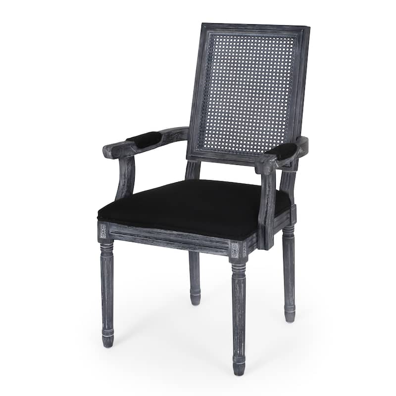 Maria Wood and Cane Upholstered Dining Chair by Christopher Knight Home - 23.75" L x 23.75" W x 39.75" H