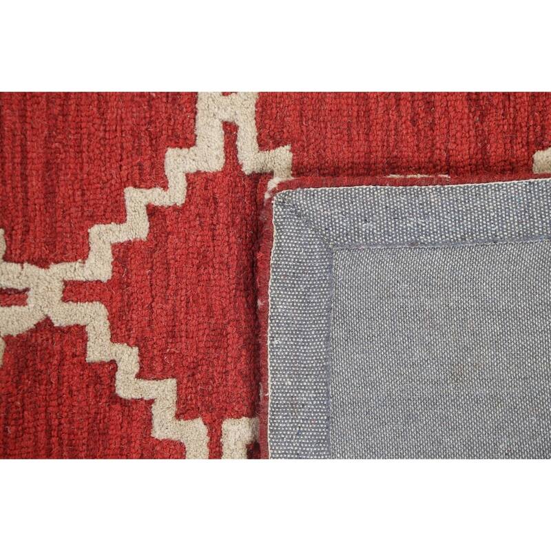 Red Trellis Contemporary Oriental Area Rug Hand-tufted Wool Carpet - 3'0" x 5'0"
