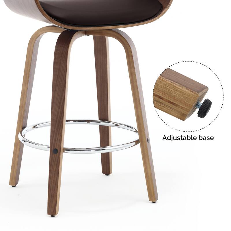 26"/29" Faux Leather Swivel Bar Stools, Wood Counter Stool