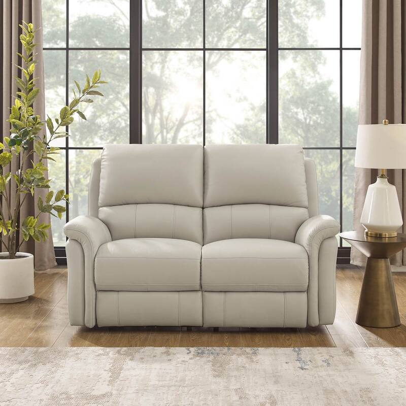 Hydeline Erindale Zero Gravity Power Recline and Headrest Top Grain Leather Loveseat - Vanilla