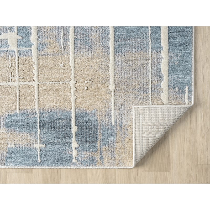 Babylon Abstract Grid Gray and Beige Area Rug