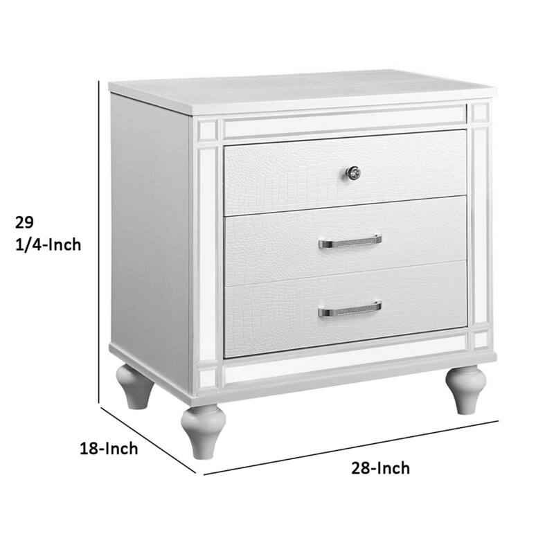 Classic White 2 Drawer 28 in. W Nightstand with Trimmed Edge Design
