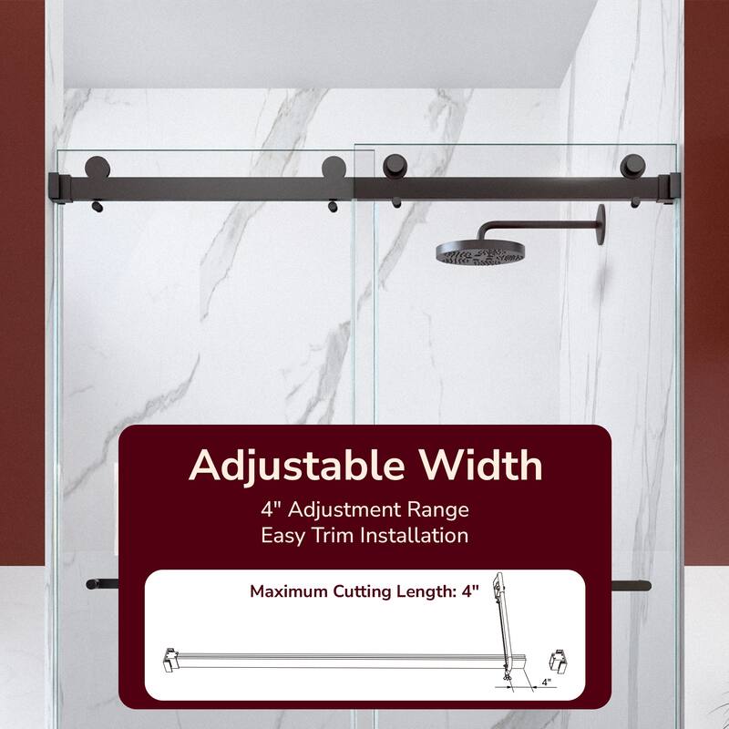 GDFStudio - Modern Minimalist Frameless Double Sliding Shower Door with 3/8" SGCC Tempered Glass & Stainless Steel Hardware