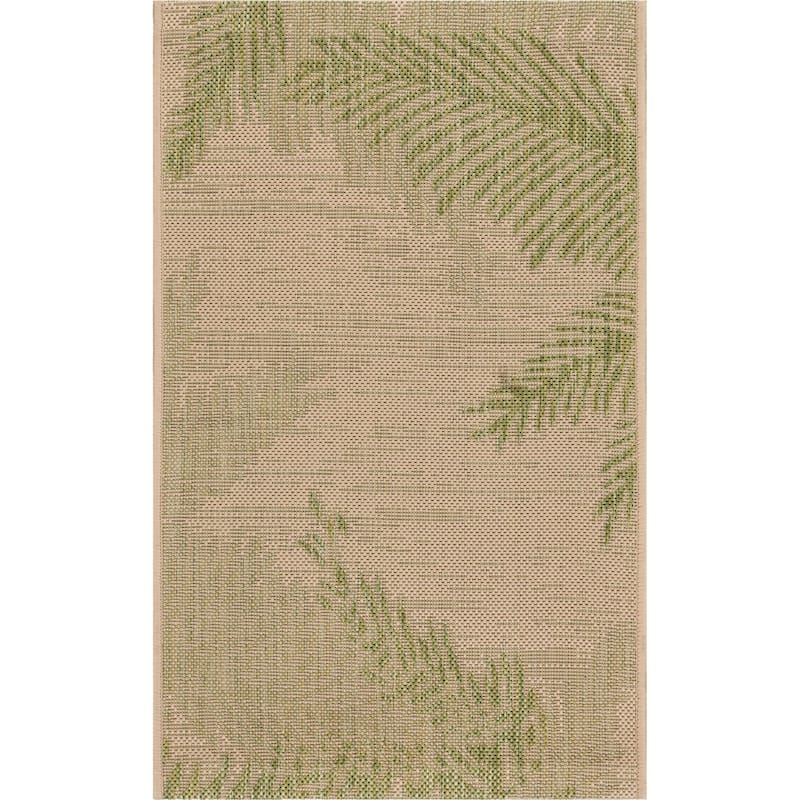 Sevita Touch of Palm Indoor/Outdoor Rug - 1'10" x 3' - Green/Beige