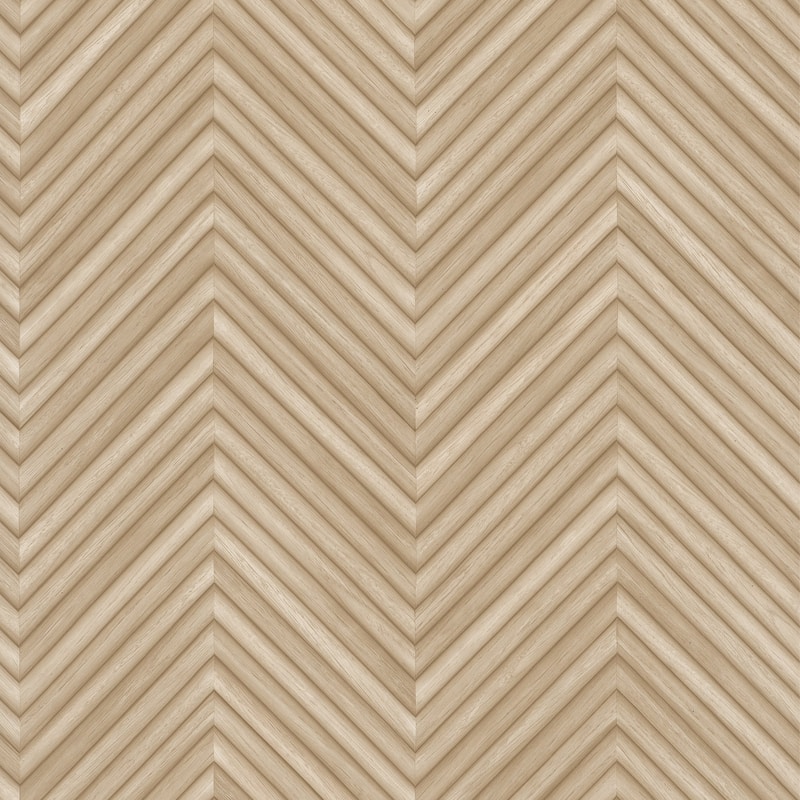 Galerie Wallcoverings Woods and Wicker Collection Herringbone Wood Effect Matte Finish Vinyl on Non-woven Wallpaper Roll - Beige