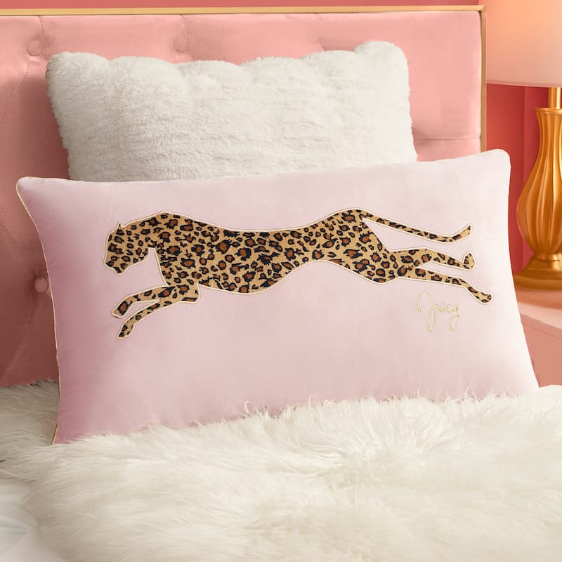 Juicy Couture Velvet Cheetah Pillow 14" x 24" - Blush - 14" x 24"