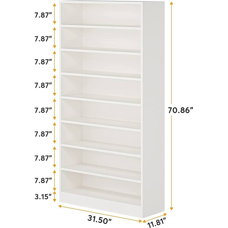 Shoe Cabinet Narrow High Shoe Cabinet with Open Storage for Entryway, White