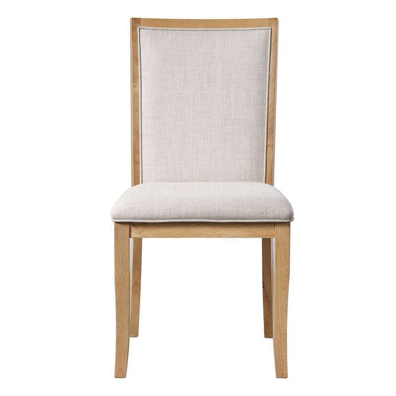 Farmhouse Round Extendable Dining Table Set for 4: 5-Piece Kitchen Table with Removable Leaf & 4 Upholstered Chairs