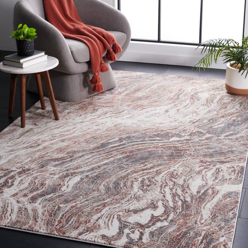 SAFAVIEH Vogue Roksanda Modern Abstract Rug - 4' x 6' - Rust/Grey - Rectangle