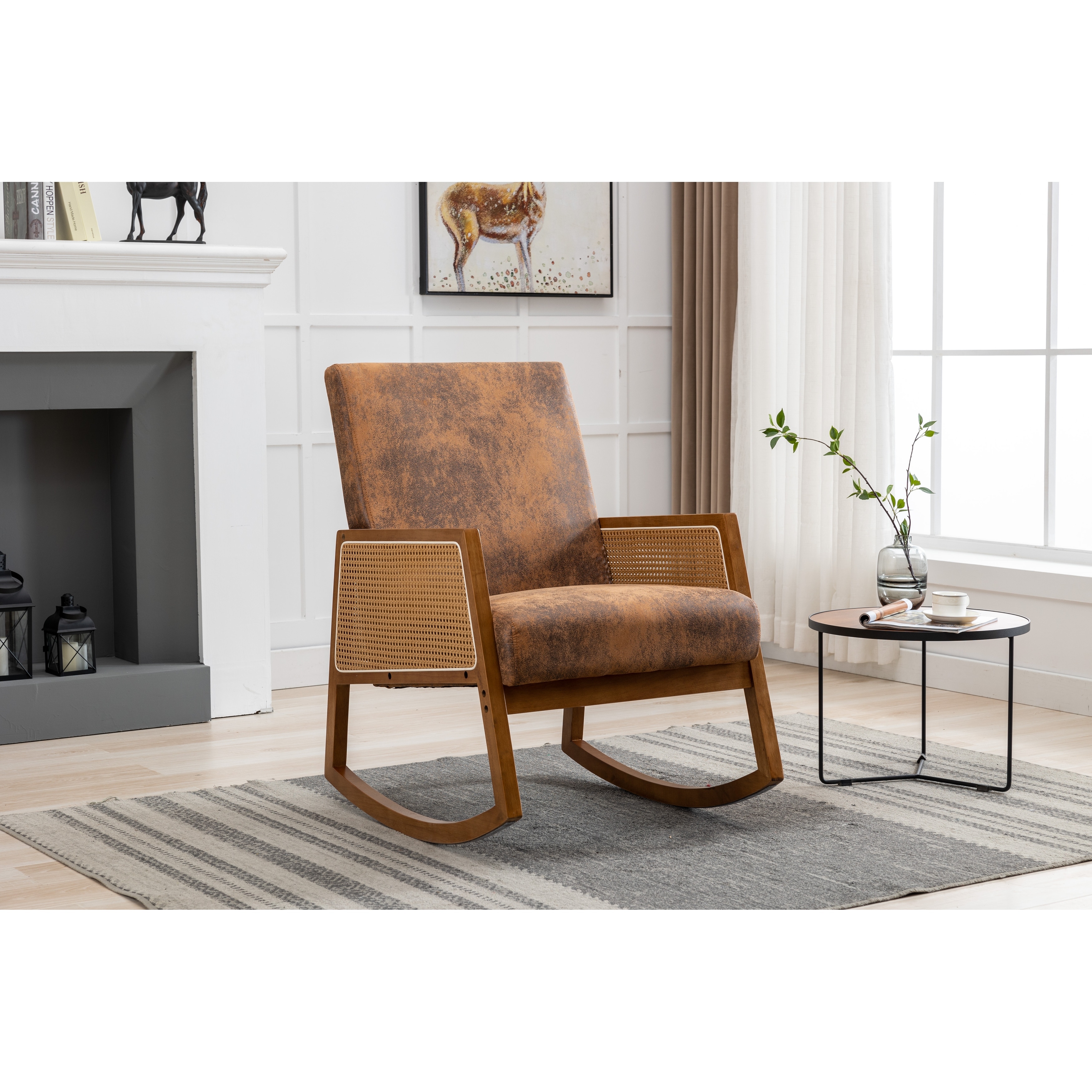 Faux leather rocking hotsell chair